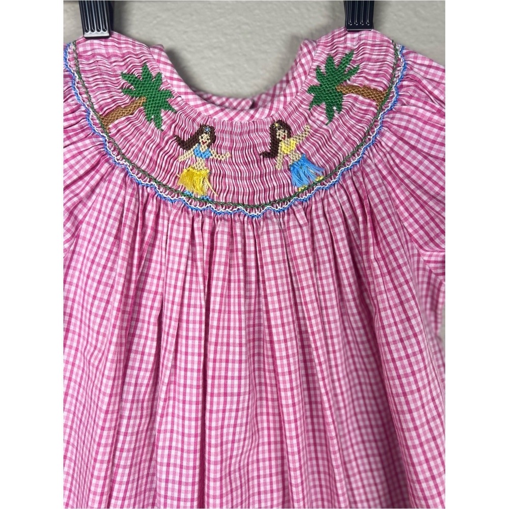Bundle Smocked Bishop Dresses 3T 4T Pink Gingham Hula Paisley Sweet South - Picture 3 of 13